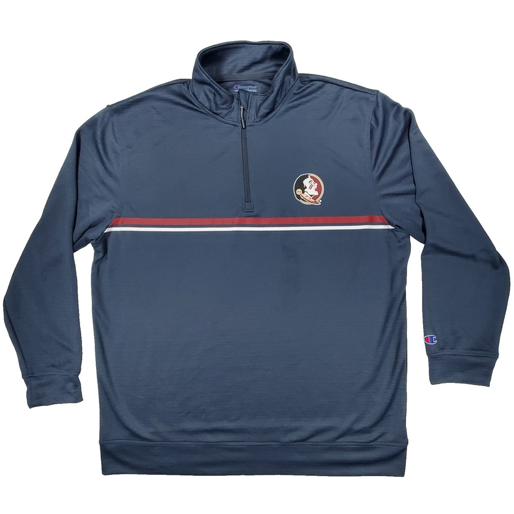 Champion Florida State Seminoles 1/4 Zip Pullover XL Blue‎ Athletic Stripe Logo